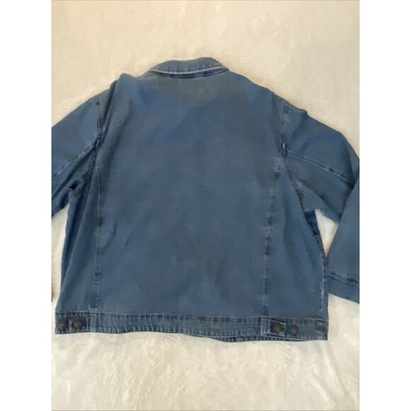 Jane Ashley Denim Embroidered Jacket with Buttons 2X Flowers 100% Cotton - Picture 10 of 12